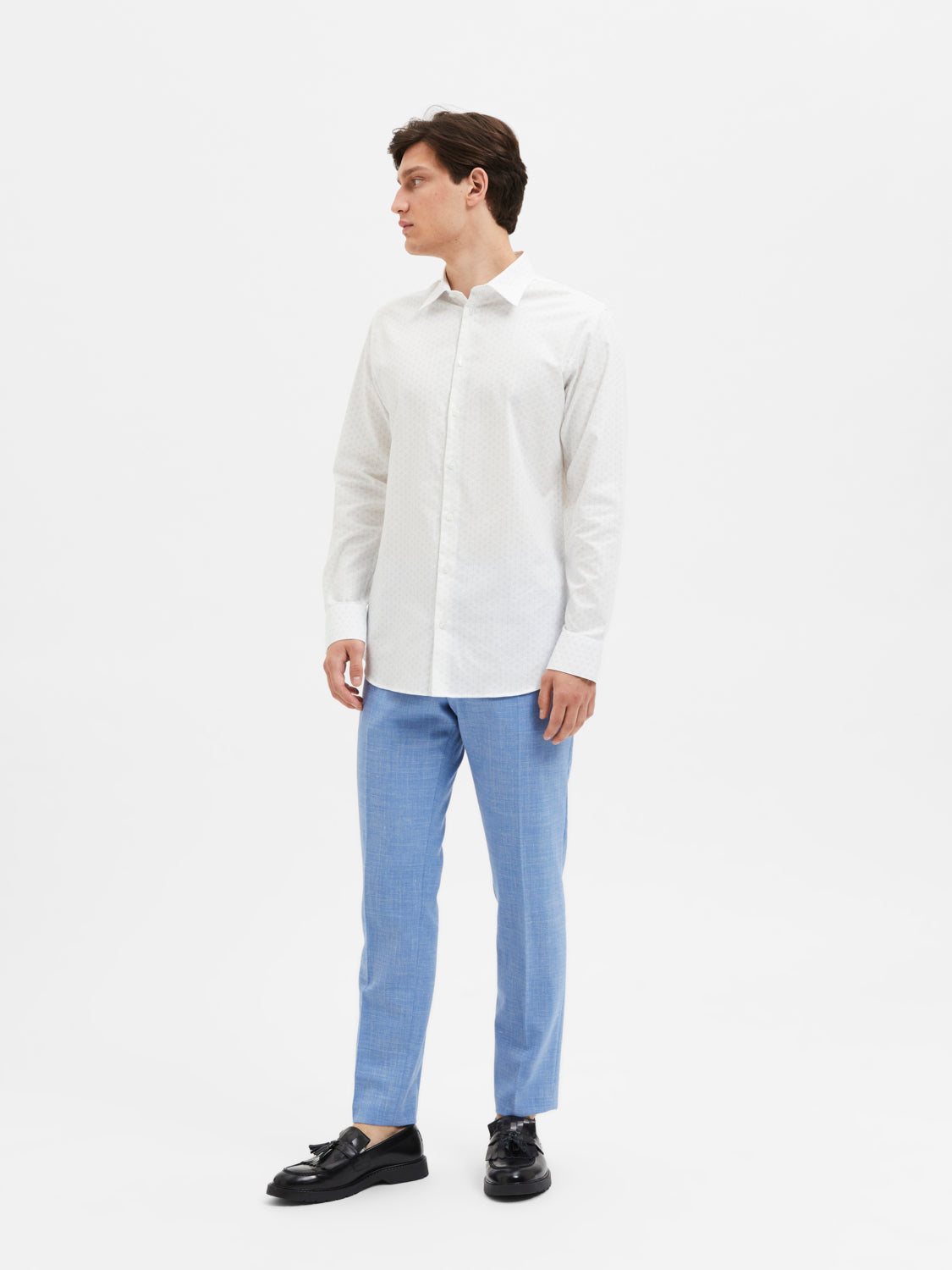 SLHSLIMSOHO-ETHAN-AOP Shirts - Cloud Dancer